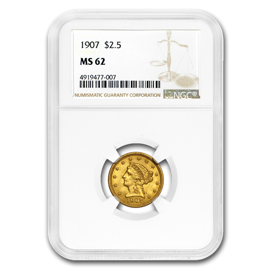 1907 $2.50 Liberty Gold Quarter Eagle MS-62 NGC 1907 $2.50 Liberty Gold Quarter Eagle MS-62 NGC